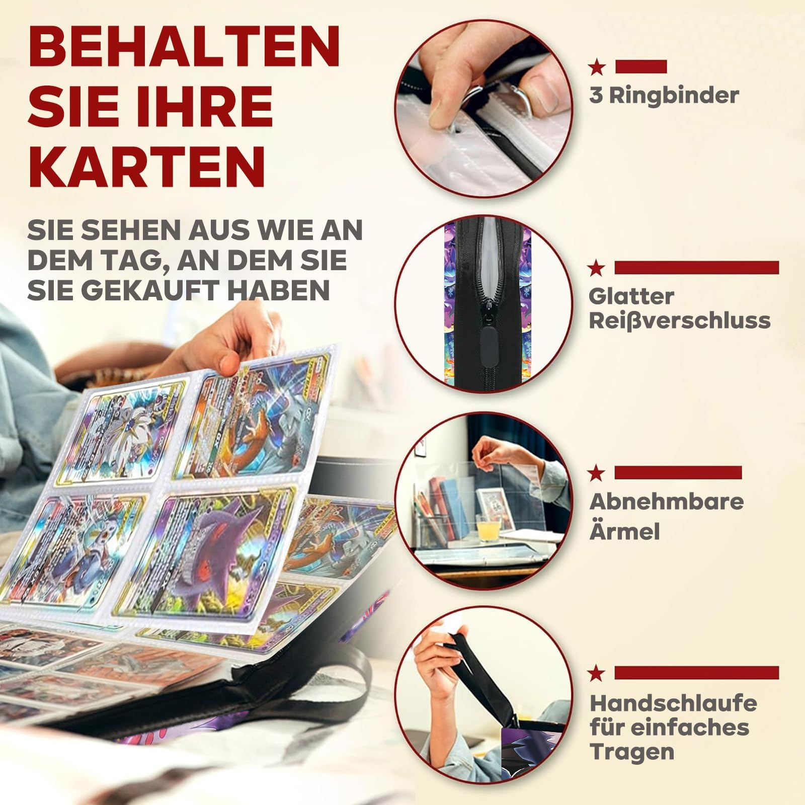 Raccoglitore Carte Pokemon, Album Carte Collezionabili, 50 Pagine Può Contenere 400 Cartes