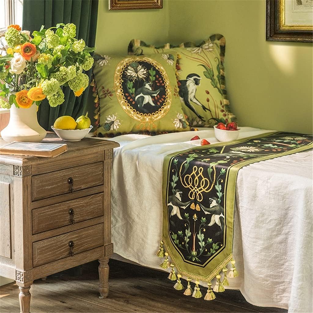 Centro Mesa Camino De Mesa Estilo Europeo, Bandera Cama, Comedor Americana, Café, Mueble TV, Tela Decorativa Larga Decoración Camino(33*160cm)