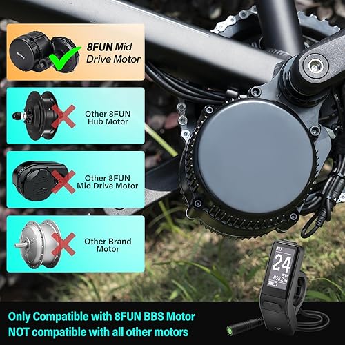 Miniatura 3 de Pantalla LCD Ebike hembra de 5 pines SW102 para Bafang BBS01B BBS02B BBSHD Mid Drive Motor, 0-9 niveles de asistencia de pedal Pantalla de