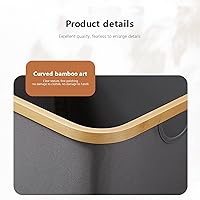 Vista 5 de Cesta de lavandería gris, cestas grandes para lavandería con asas, cestas de lavandería con tapa para dormitorios, baño de bambú, cesta