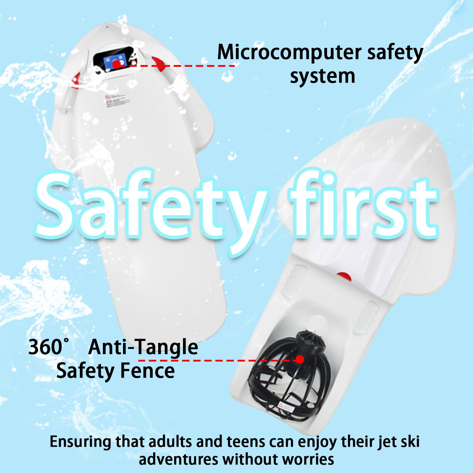 Electric Surfboard with LCD Display, Portable Motorized Wakeboard for Adults & Teens 15KM/H Max Speed, 60 Min Battery, Camera Mount, Lightweight ABS Sea Scooter