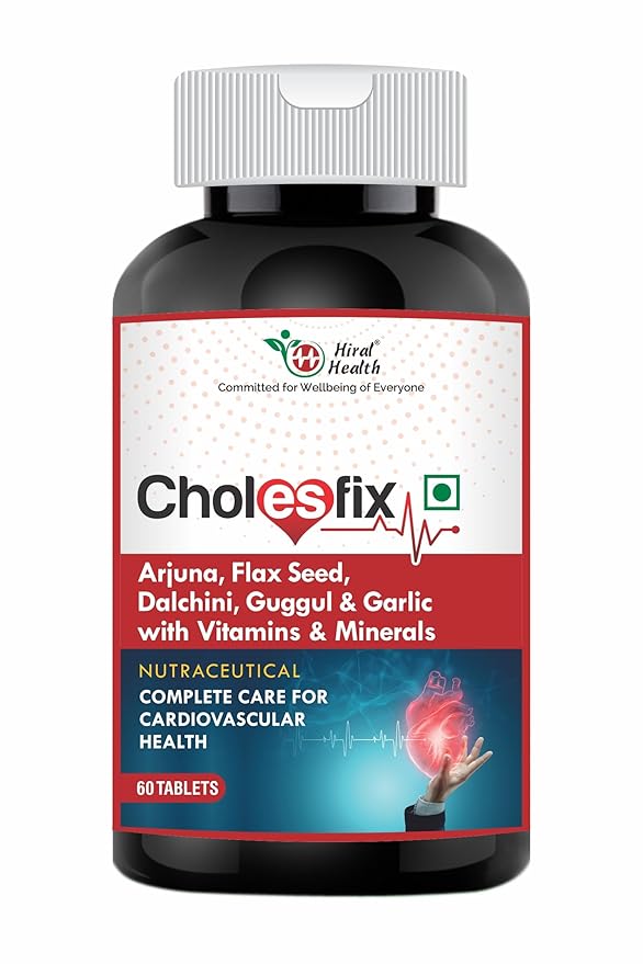Hiral Health's Cholesfix Tablets - Heart Supplement to Maintain Cholesterol & Triglyceride, and Blood Pressure