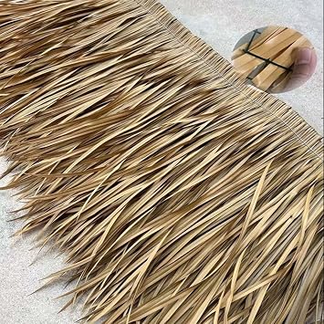 Synthetic Thatch Grass Roof Artificial Palm Thatch Roll Hut Thatch Duck Blind Grass Panels 3.2ft Straw Roll Mexican Bar Straw Roof For DIY Cabana Party Garden Fence Yard Decoration1x0.6m/3.