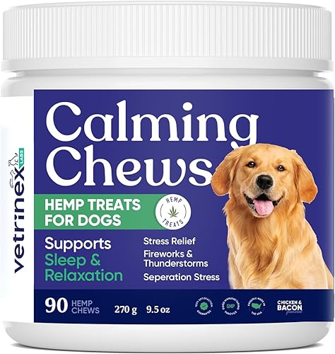 Vetrinex Labs Golosinas calmantes para perros para aliviar la ansiedad suplementos antiansiedad para perros grandes pequeños y cachorros con aceite