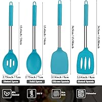 Vista 7 de Juego de Cucharas Espátula de Silicona, 4 Piezas de Utensilios de Cocina de Silicona Juego de Cucharas Espátula con Mango de Acero Inoxidable