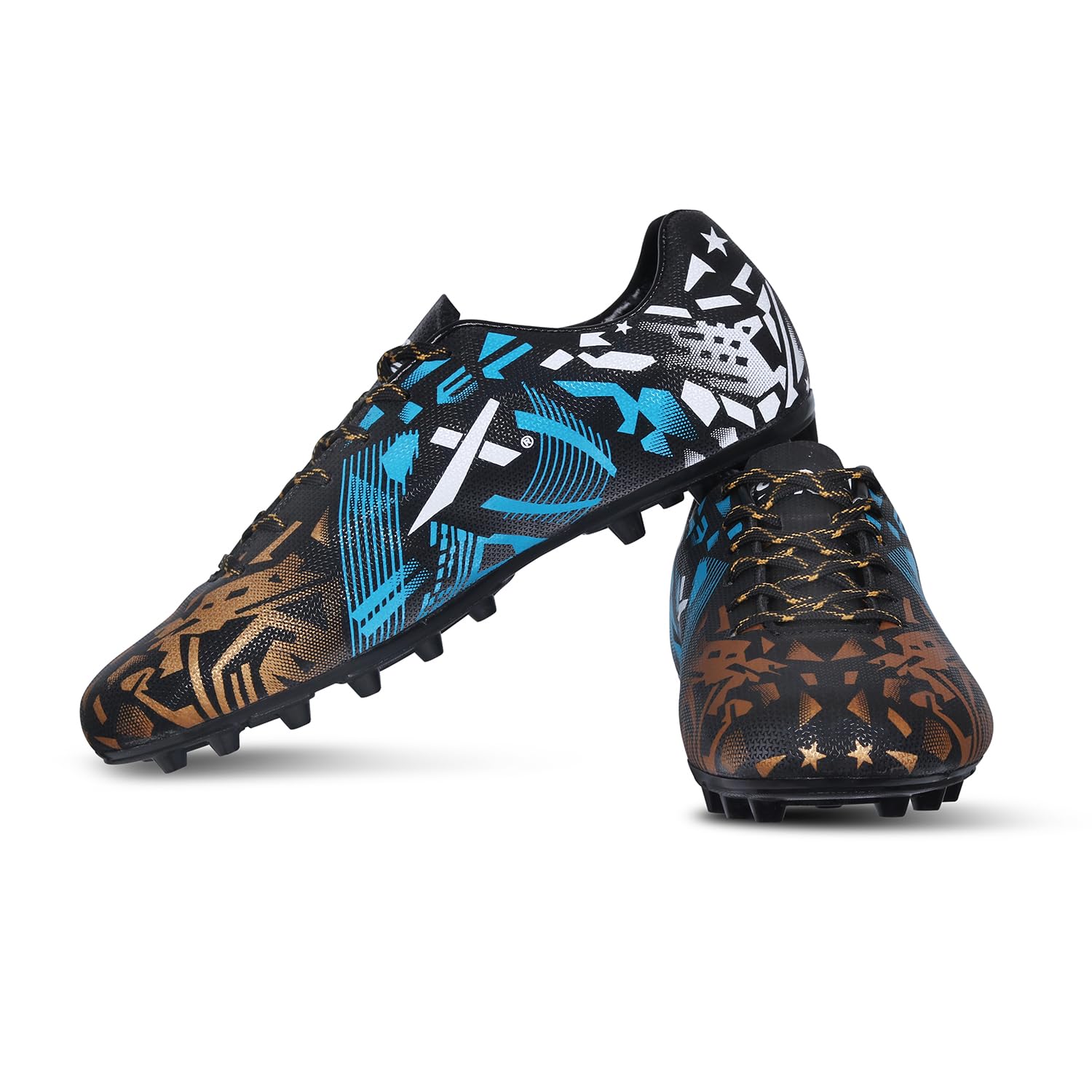 Fire Soccer Football Shoes Studs with Synthetic Leather Fully Embossed Upper Sports Footwear|Comfortable Lightweight|TPU Sole Double Colour Premoulded Heel Shoe for Adult, Men & Boys