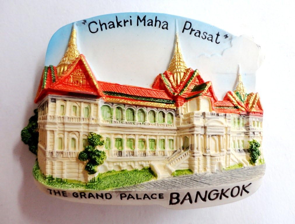 The Grand Palace 'Chakri Maha Prasat' Bangkok Thailand Fridge Magnets Of Place 3D Handmade Resin Color Handpainted Souvenir Gift Home Decor 2.0" x 2.5", Multi-coloured