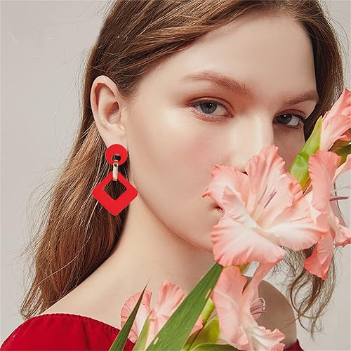 Miniatura 2 de Aretes de neón retro de los años 80, aretes rectangulares acrílicos bohemios, acrílicos, cuadrados, ovalados, llamativos aretes para mujer, aretes