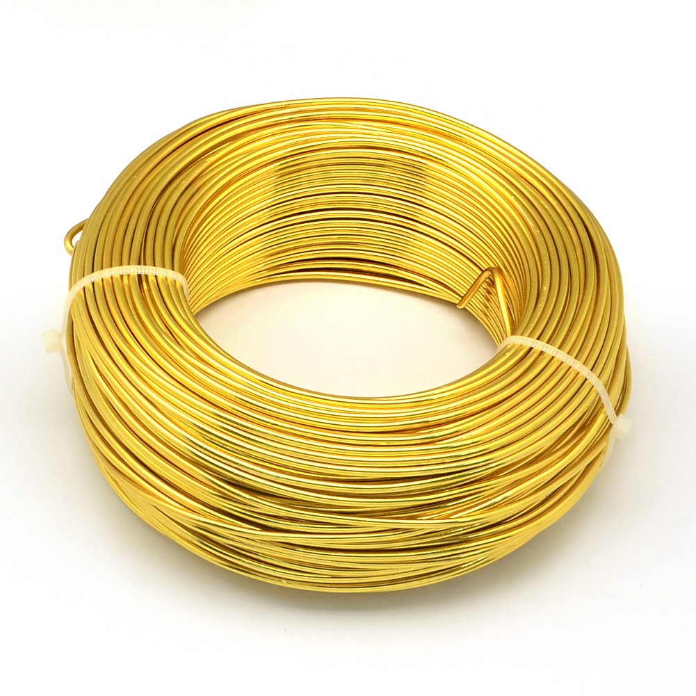 Beadthoven 3 Gauge (6mm) Aluminum Craft Wire 30 FT Bendable Flexible Metal Beading Wire for Jewelry Making Wrapping Floral Sculpting(Gold)
