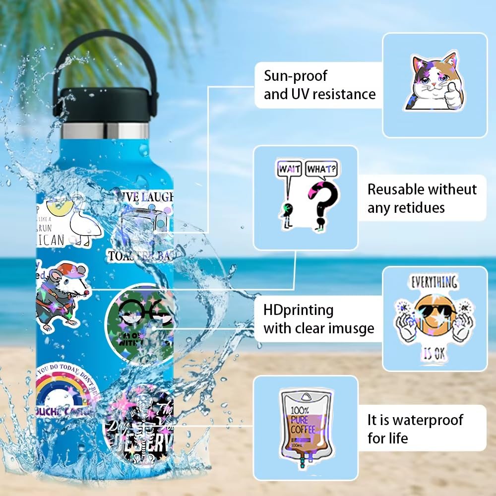 60 Pcs Maryland Sticker Pack - Cute Cartoon Vinyl Decals For Water Bottles, Laptops, Skateboards