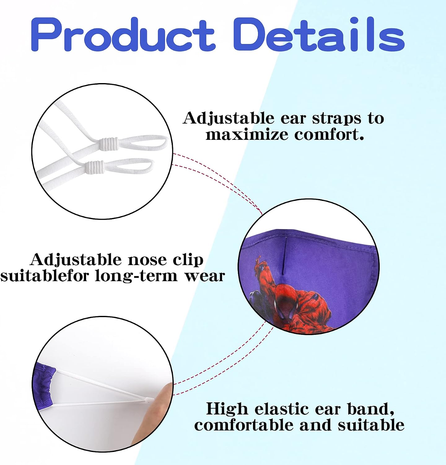 Washable Breathable Kids Face Mask Reusable Adjustable Ear Loops, Cloth Layer Covering Fabric Cute Girl Fashion Designer Kid Masks Boys Gift