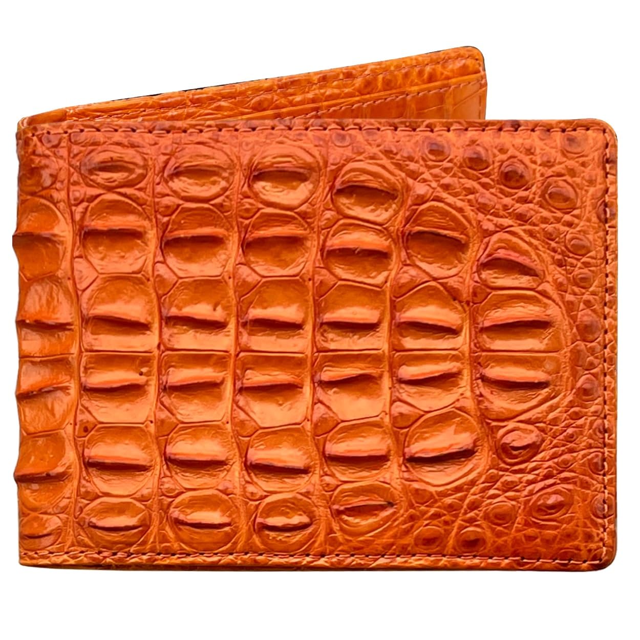HATA Orange Exotic Bifold Leather Wallet for Men, RFID Blocking Wallet