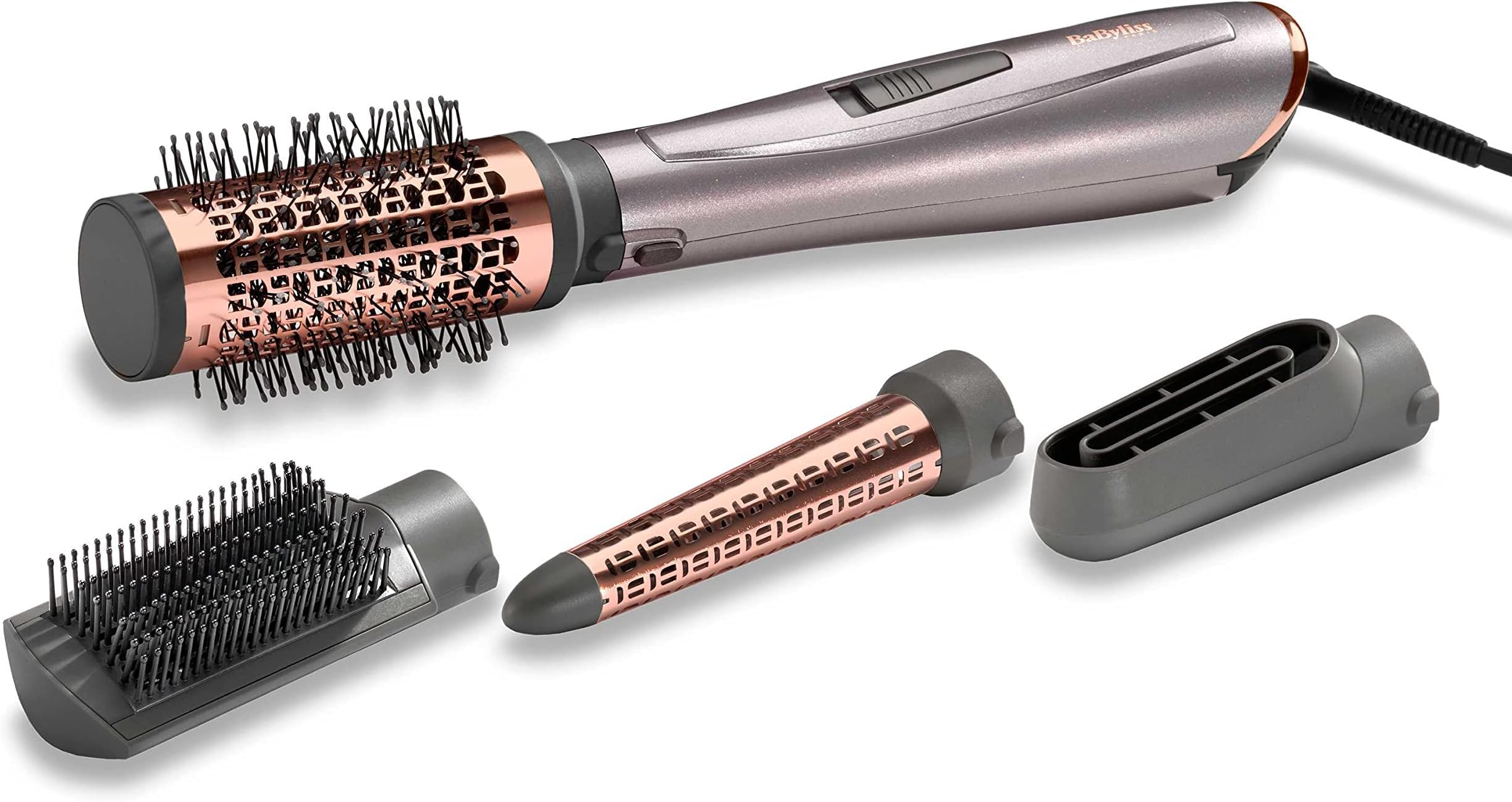 1000 Air Styler | Adjustable 2 Heats + Cool Setting | Ionic Technology For Frizz Free Hair | FREE Conical Curling, Volumizing & Precise Drying Attachment With Heat Pouch | AS136SDE (Grey)