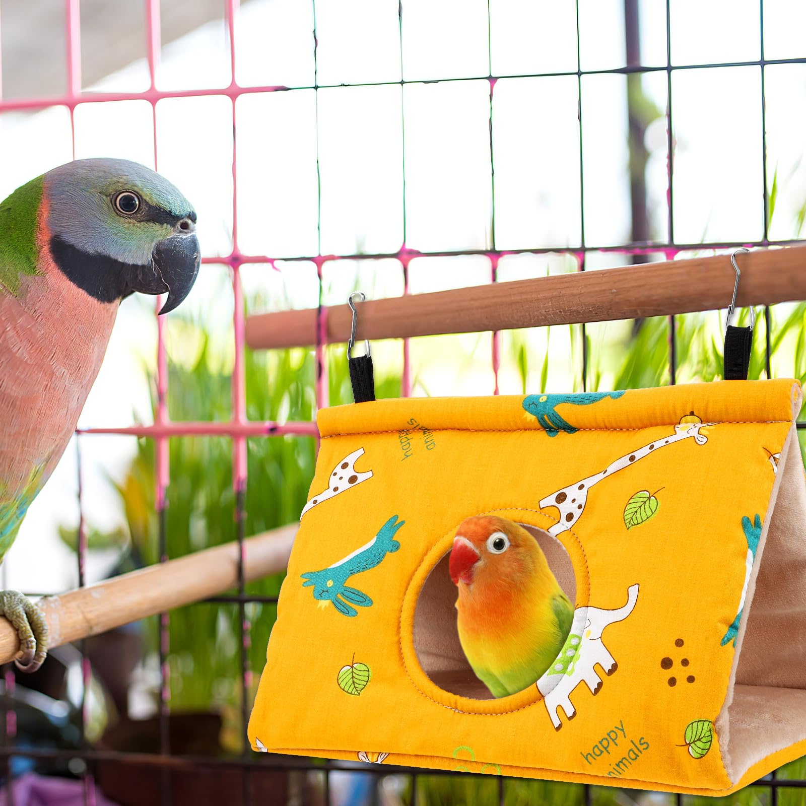 BETOOKY Nidos de Pájaros para Periquitos y Cacatúas, Casa Colgante Cálida de Forro Polar y Algodón, Instalación Colgante para Descanso y Juego de 2 Unidades