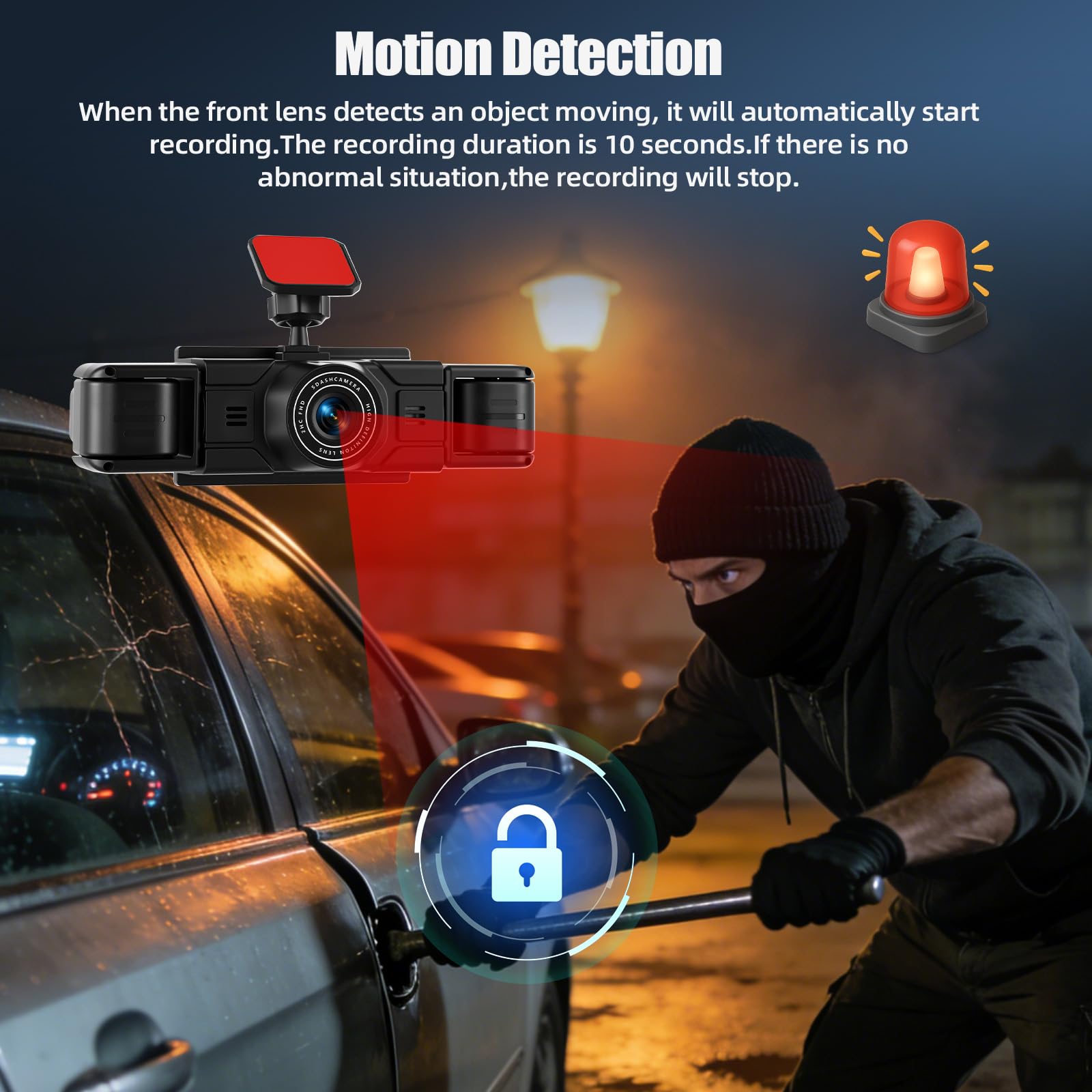 SIXWIN Dash CAM Coche 360° 4 Cámaras, 1080P+3 * 480P, Pantalla IPS 3", Detección de Movimiento, Asistente Marcha Atrás, Grabación en Bucle, Universal para Todos los Coches