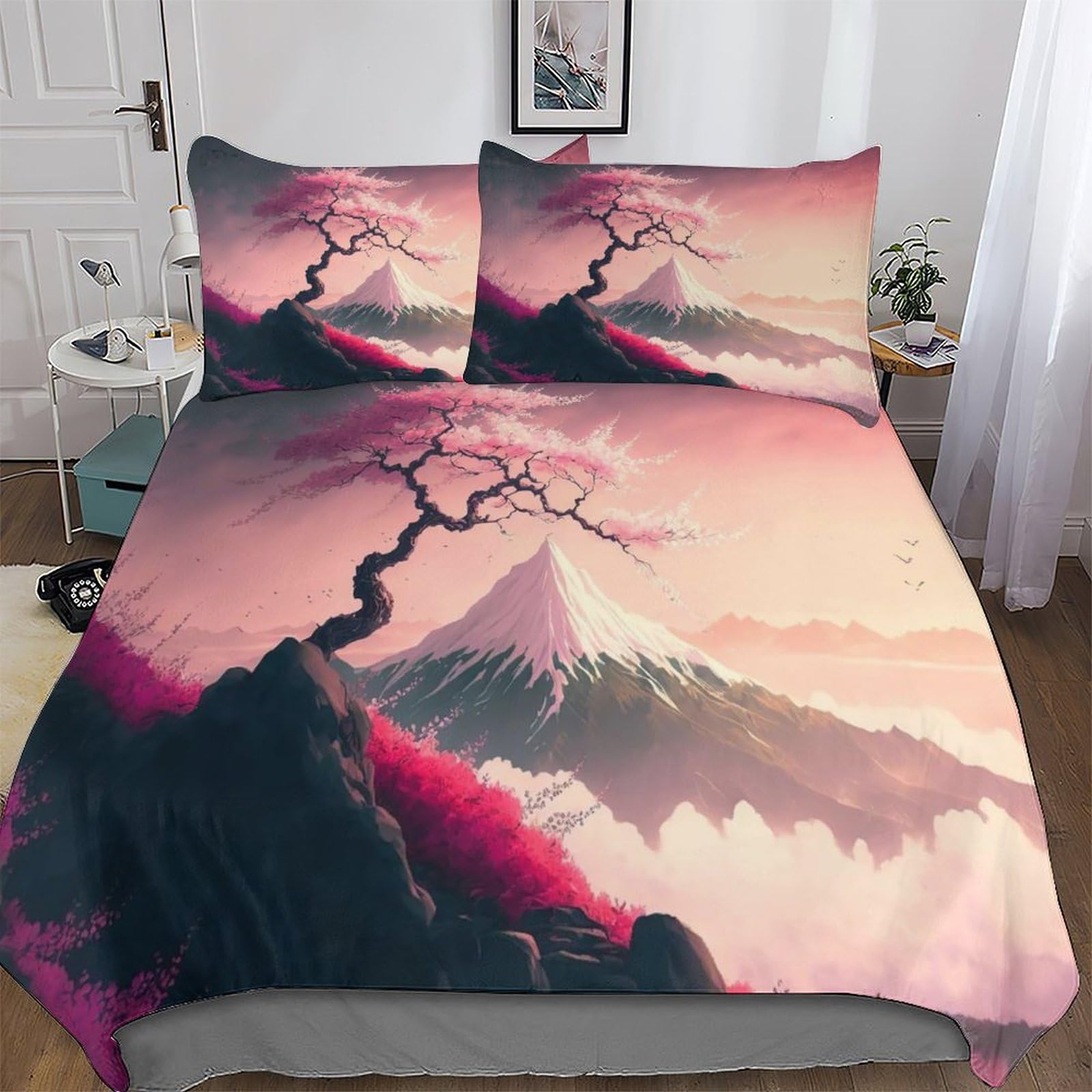 Housse de couette fleurs japonaises pour une chambre zen et cocooning