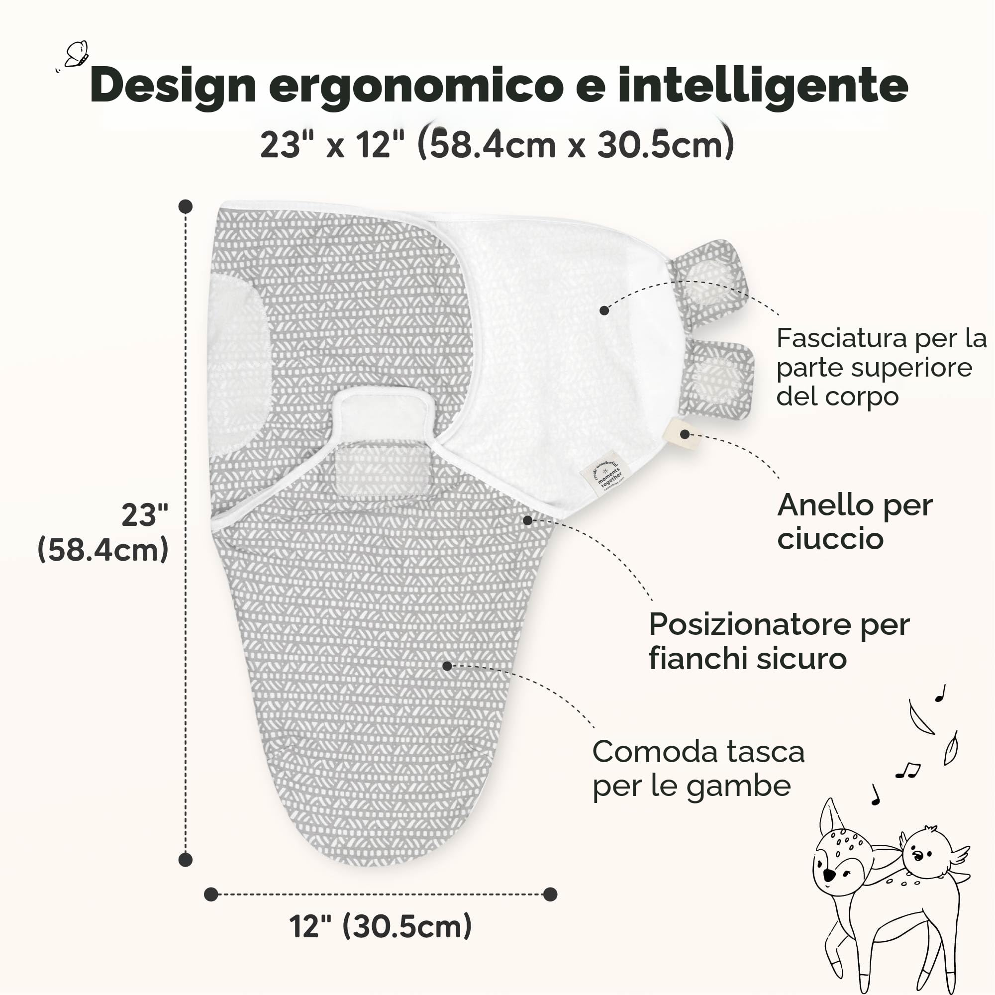 KeaBabies Sacchi per il Sonno per neonati Organici - 3-Pack Swaddles 0-3 Mesi - Ergonomico - (Nordic)