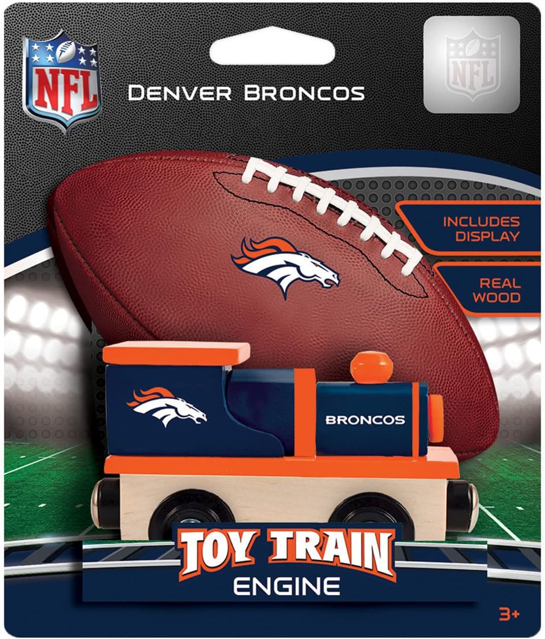 MasterPieces NFL Denver Broncos Real Wood Toy Train, For Ages 3+