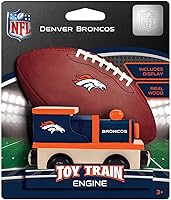Vista 2 de MasterPieces Tren de juguete de madera real de los Denver Broncos de la NFL, para mayores de 3 años