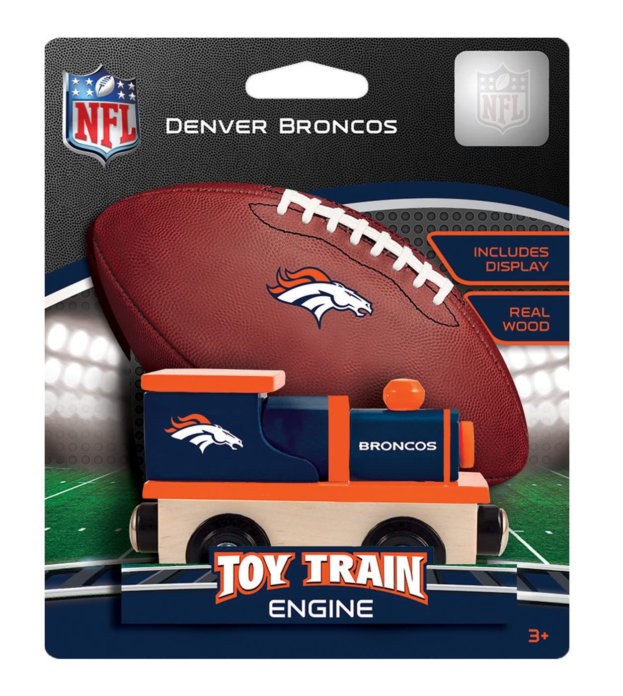 MasterPieces NFL Denver Broncos Real Wood Toy Train, For Ages 3+