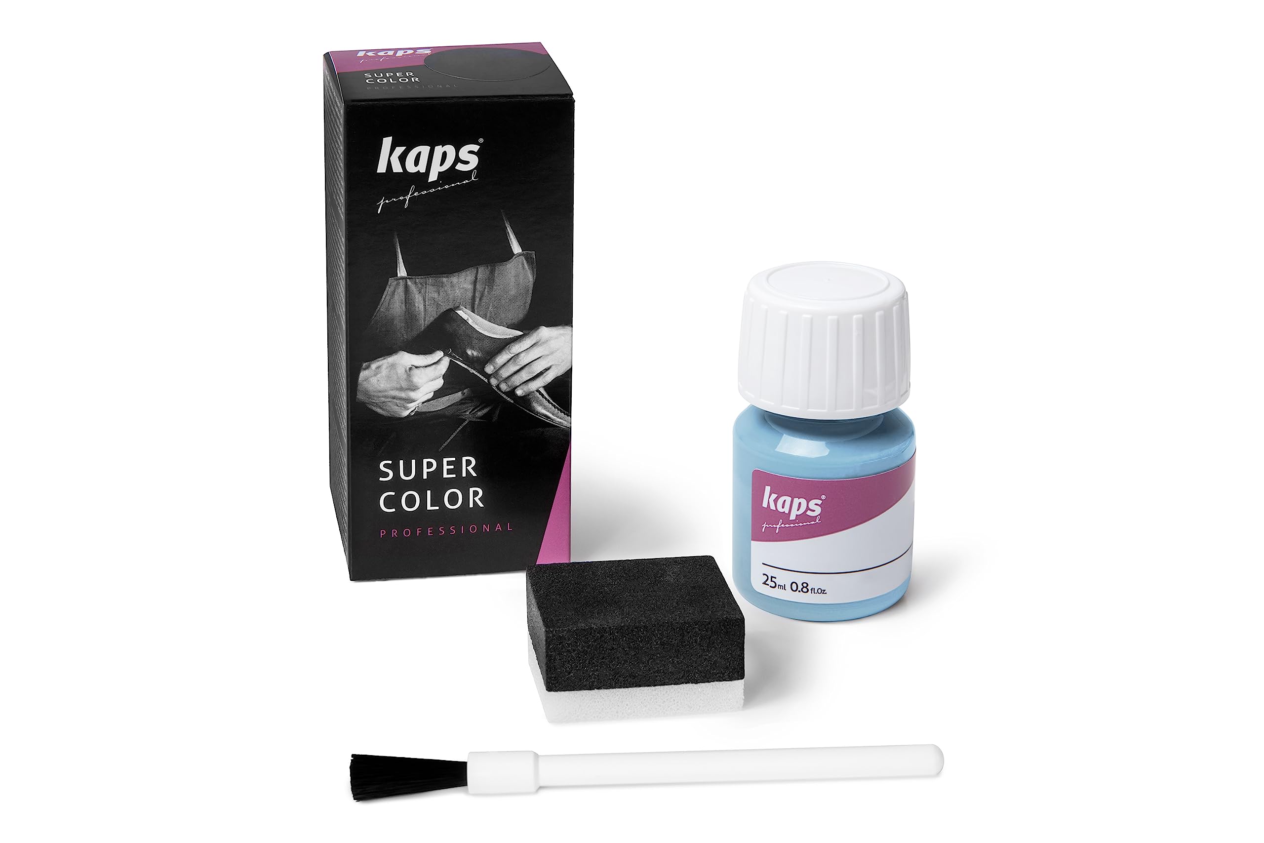 Tinte para Zapatos y Bolsos de Cuero y Textil con Esponja y Brocha, Kaps Super Color, 70 Colores (117 - azul marino) — view 22