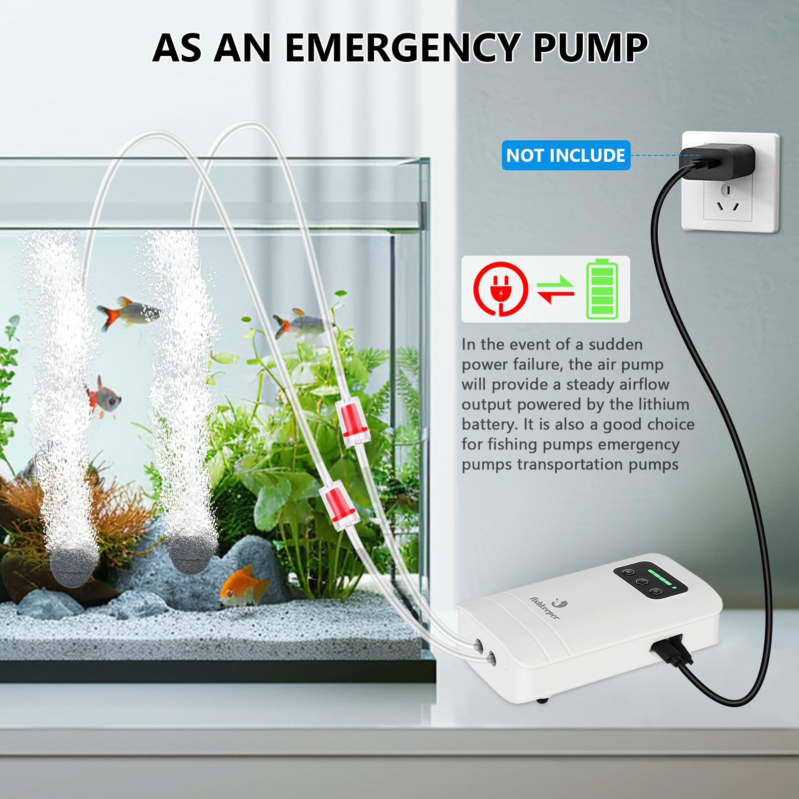 Bubbler For Aquarium Fish Tank Aquarium Air Pump Ultra-Quiet Fish - Main Image