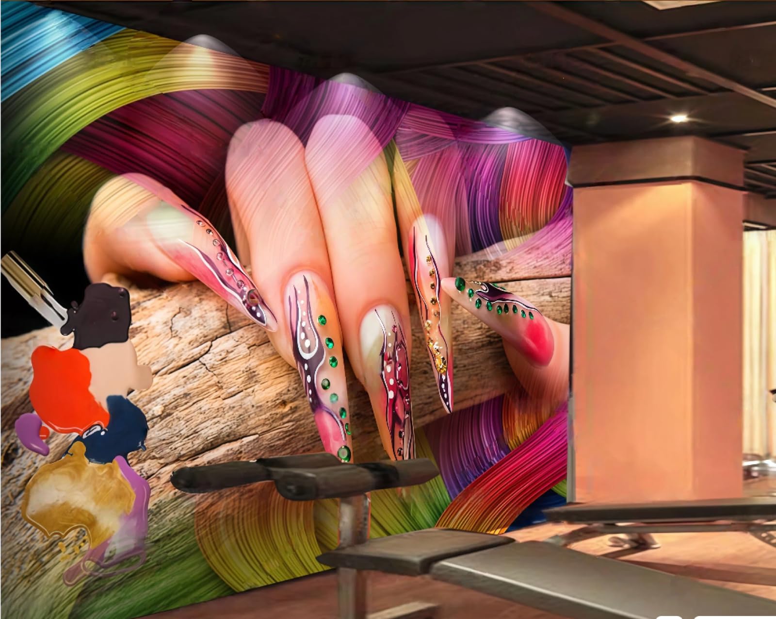Papier peint panoramique 3D pour salon de beauté et café élégant grand format 400x280cm