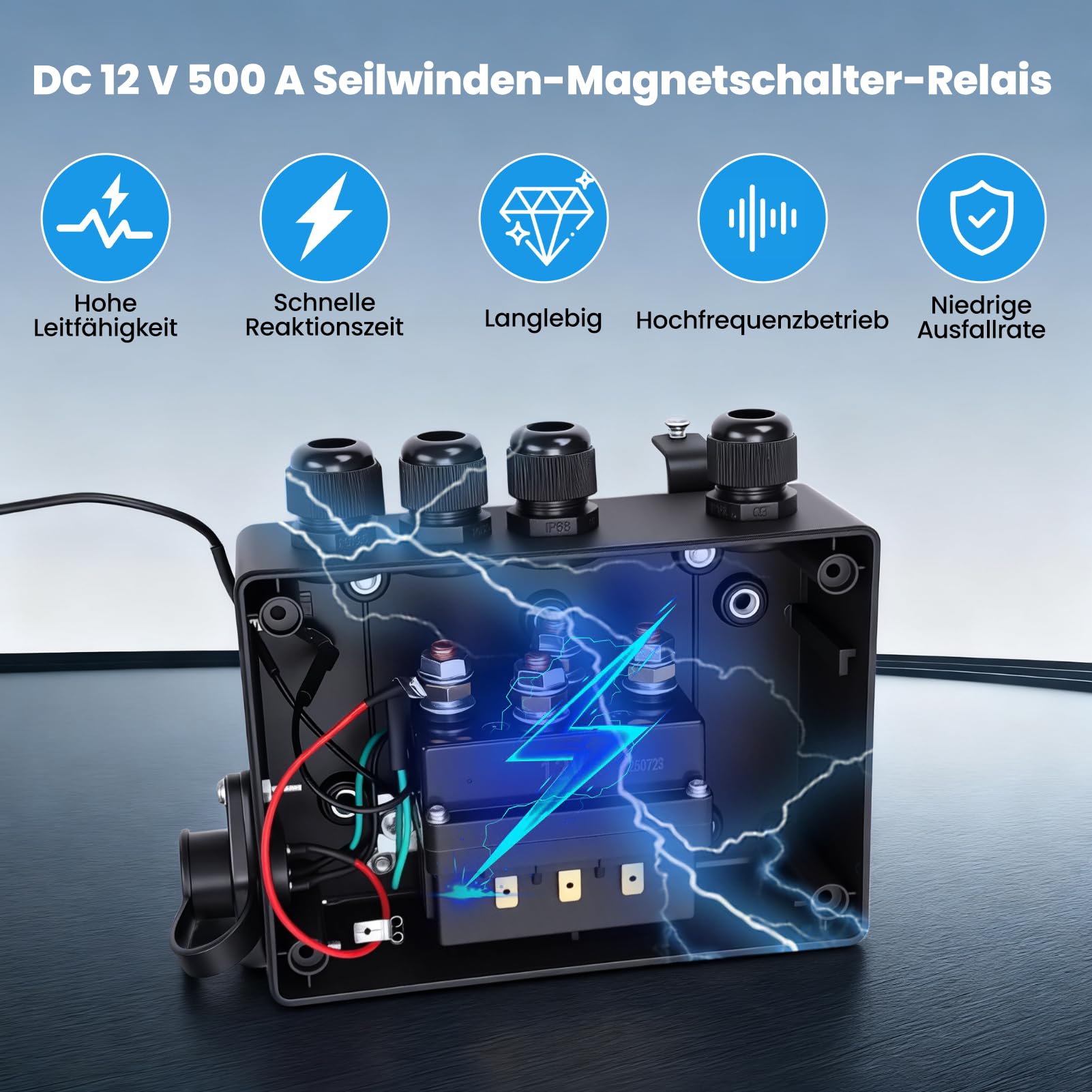 Seilwinden Relais Steuerungssatz 12V 500A mit Steuerbox Funkempfänger 2 Funkfernbedienungen Kabelsatz Wasserdicht IP67 für 8000-17000lbs Elektro Winde Offroad Geländewagen LKW Boot ATV UTV
