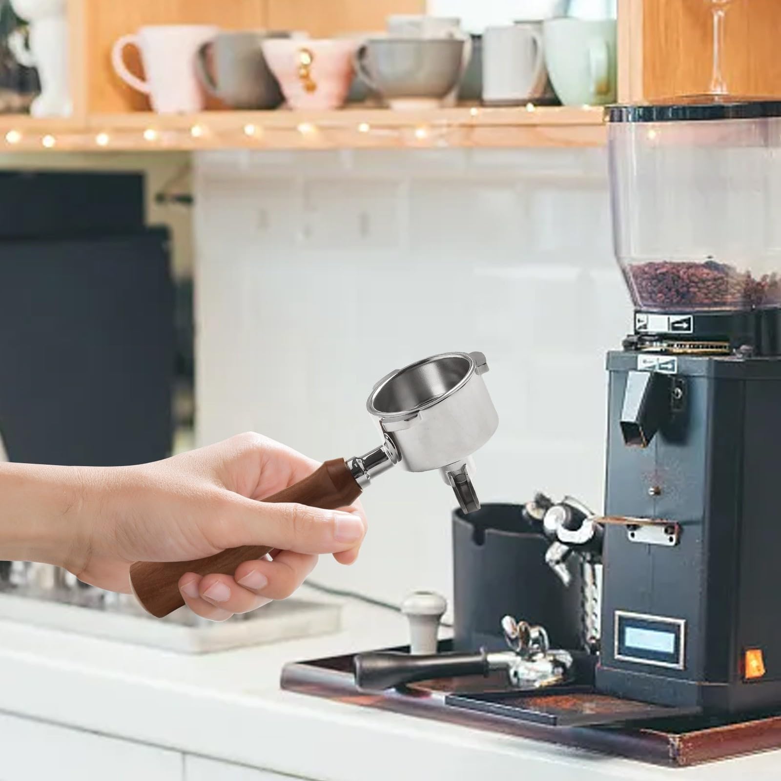 Druckkaffeegriff, 51 mm, Filter für Brühschüssel, Kaffeepulver, Korb, Löffel, Werkzeug, Tamper, Siebträger, Kaffeezubehör