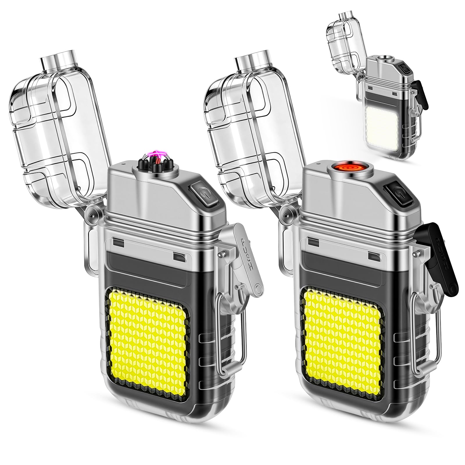 Photo 1 of 2 Pack Waterproof Lighter of 3 Modes Windproof Flashlight, Dual Arc Plasma Lighter, Flameless, Electric USB Rechargeable for Camping, Hiking, Outdoor Survival Gifts for Men