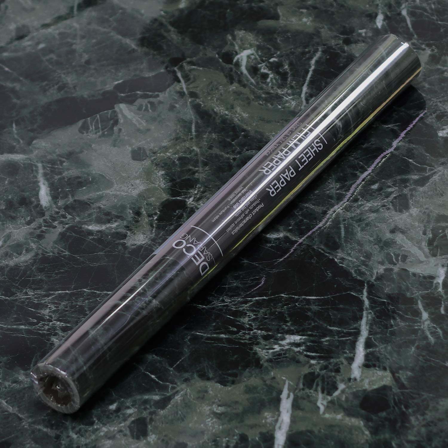 Easy to Stick Kitchen Countertop Cabinet Furniture Peel and Stick Wall Vinyl Marble Self Adhesive Paper Granite Look Effect Gloss Vinyl Film 19''x118'' (Deep Green)