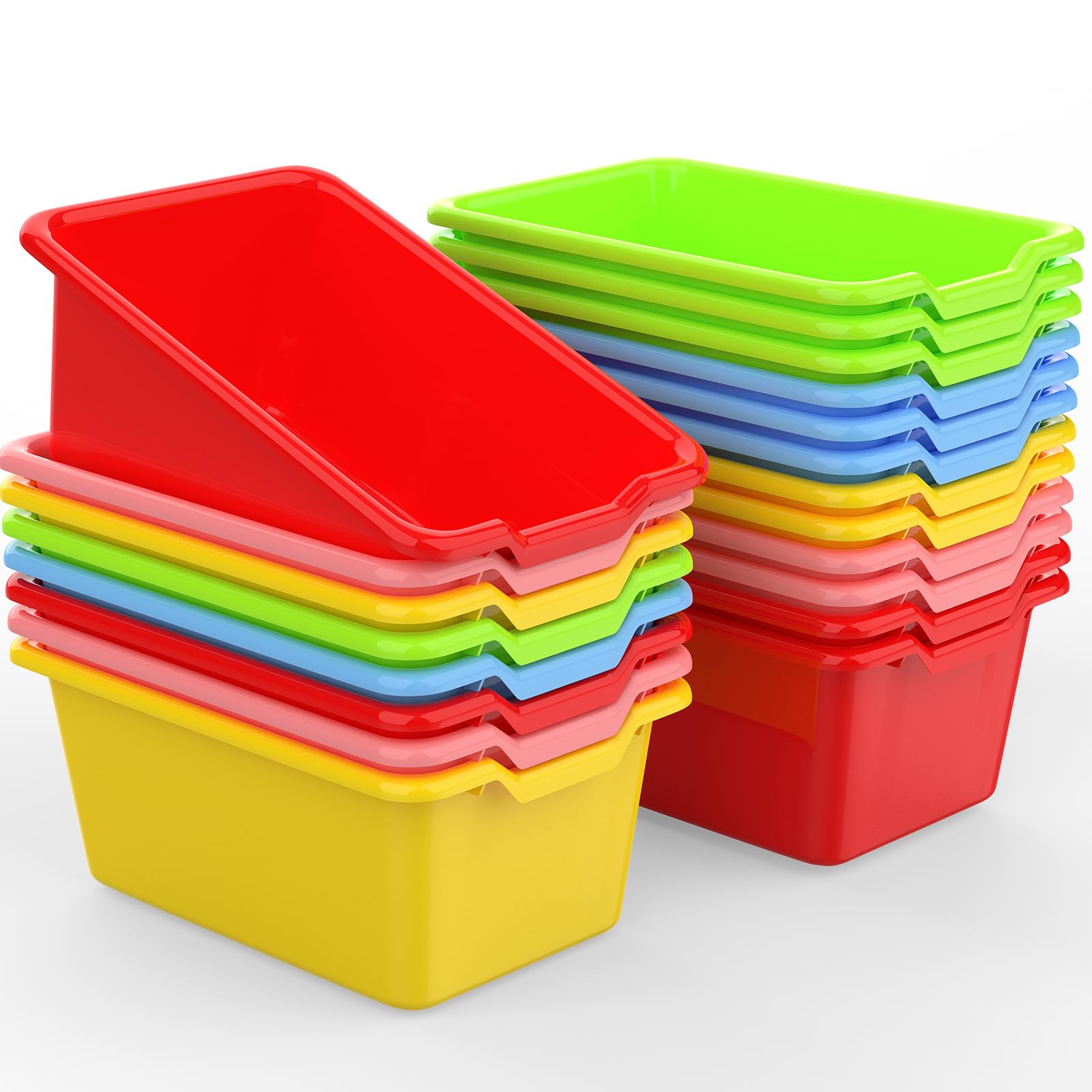 Dcocdeely 20 Pcs Small Cubby Bins Plastic Book Bin Classroom Stacking Bins Office Kids Storage Container Desk Organizer Basket for Home Nursery