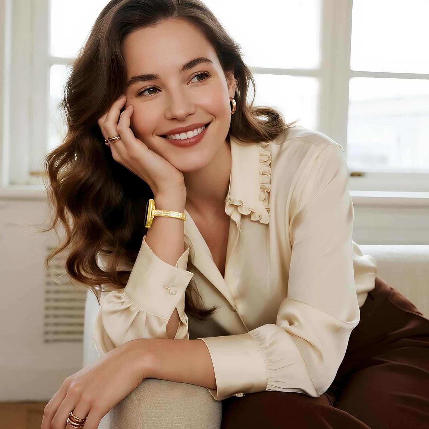 Adorve Slim Gold Bands Compatible with Apple Watch Bands for Women 38mm 40mm 41mm 42mm 44mm 45mm 46mm, Cute Dressy Thin Bracelet Stainless Steel Metal Strap for iWatch Bands Series 11 10 9 8 7 6 5 4 3 SE - Image 9