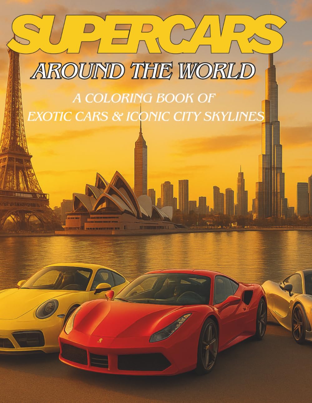 Super Cars Around The World: A Coloring Book of Exotic Cars & Iconic City Skylines