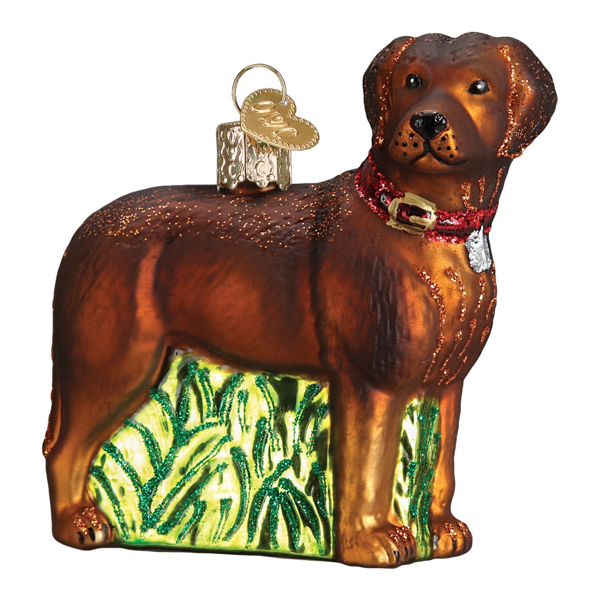 12508 Dog Collection Glass Blown Ornaments for Christmas Tree Standing Chocolate Lab