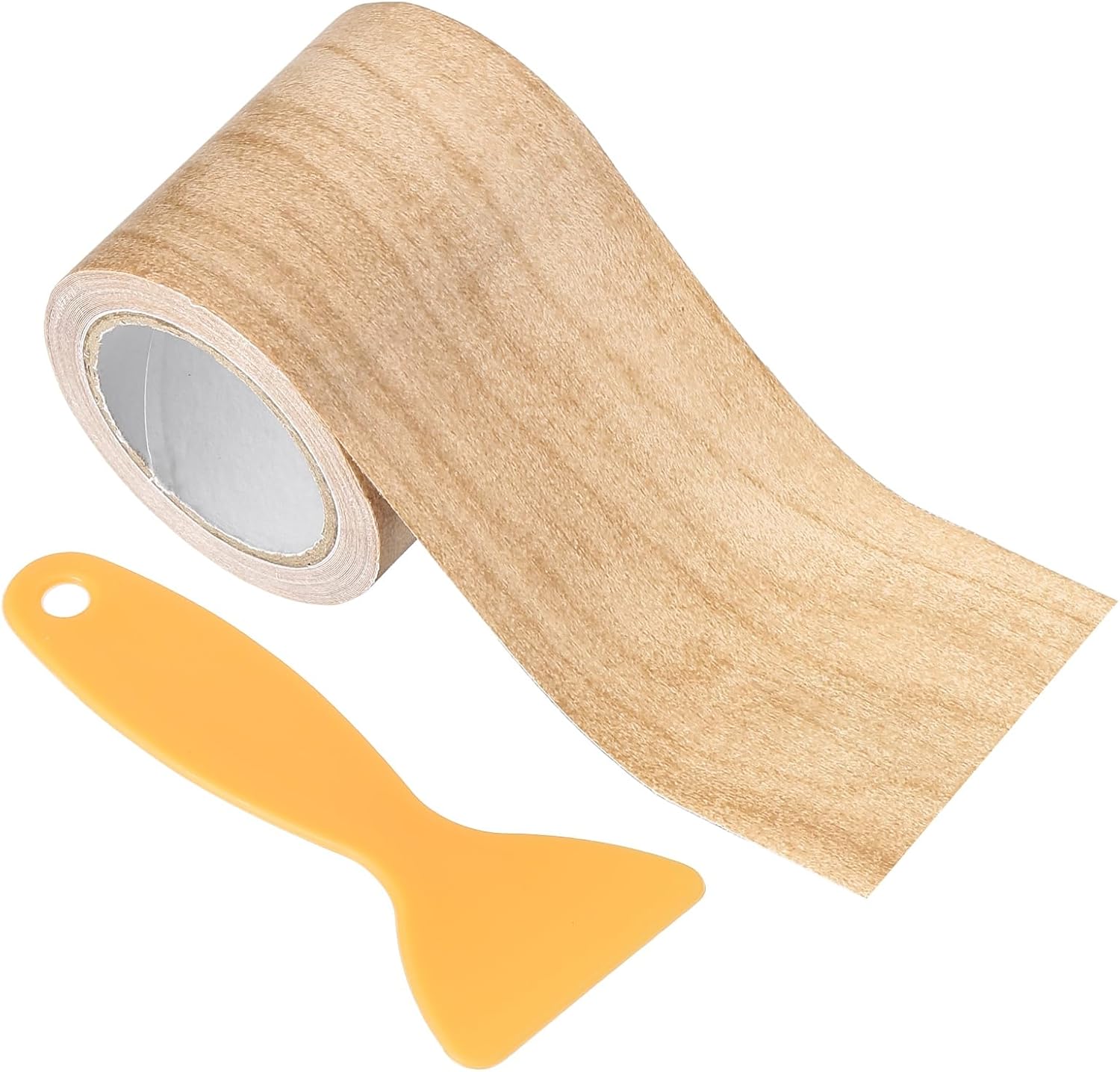 PATIKIL 3" X30' Self-Adhesive Wood Grain Repair Tape with Scraper Maple Light Chestnut