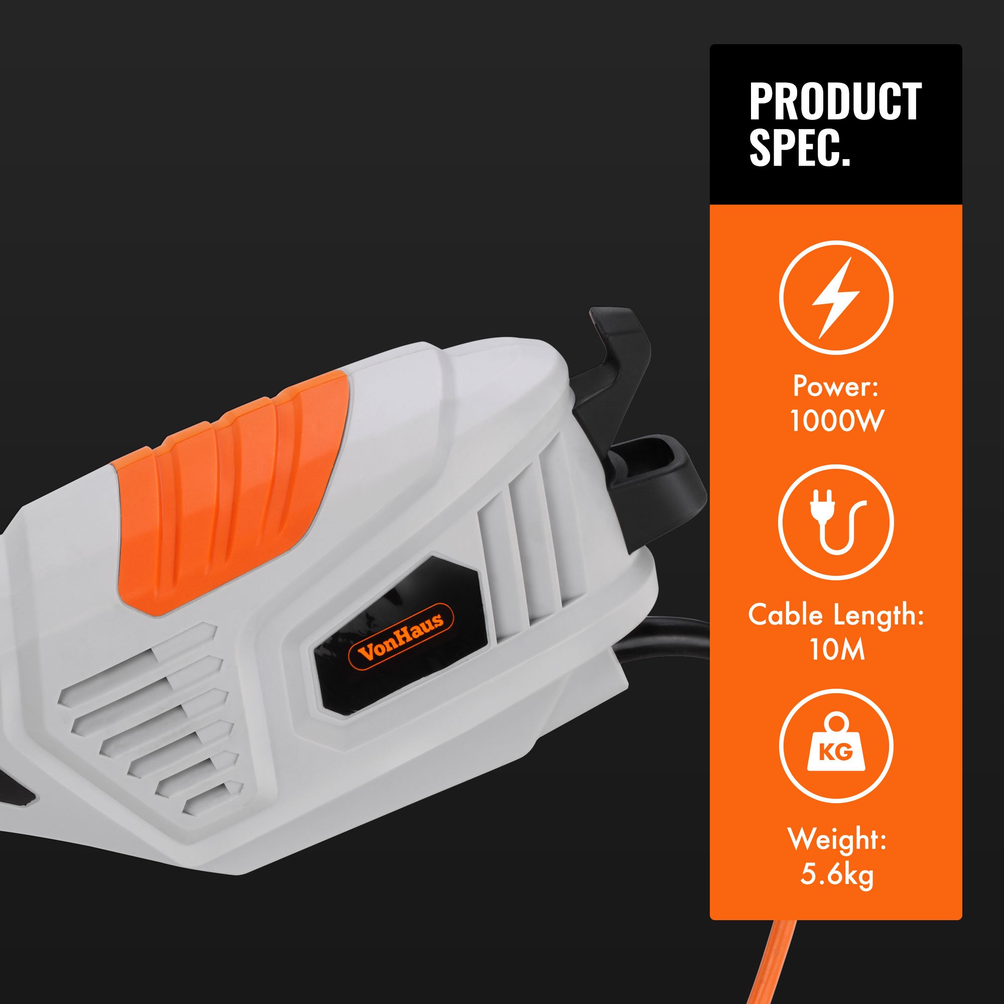 VonHaus 2 in 1 Grass Trimmer & Brush Cutter 1000W 38cm Max Cutting