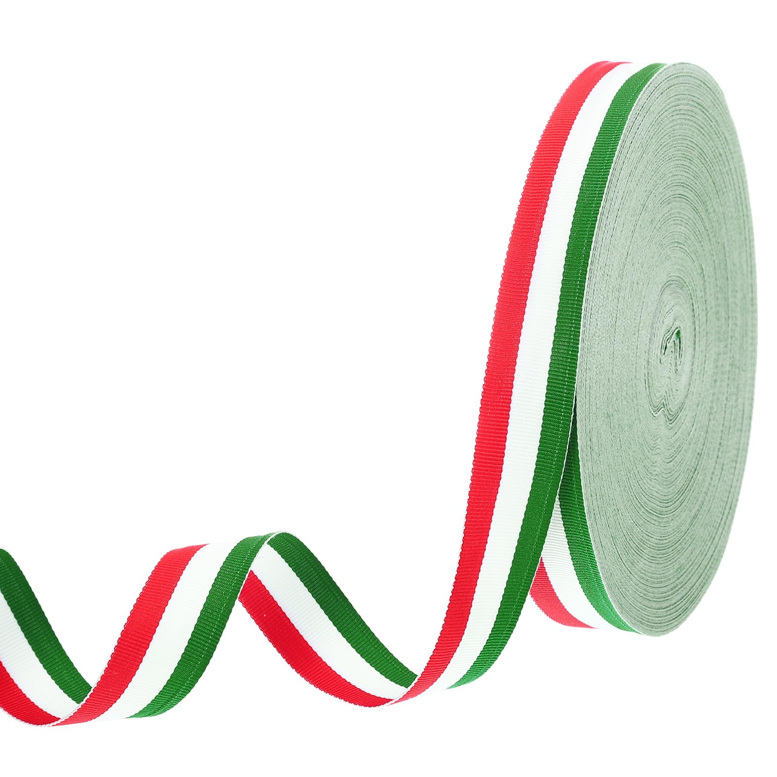 PATIKIL 1" Red White Green Striped Grosgrain Ribbon