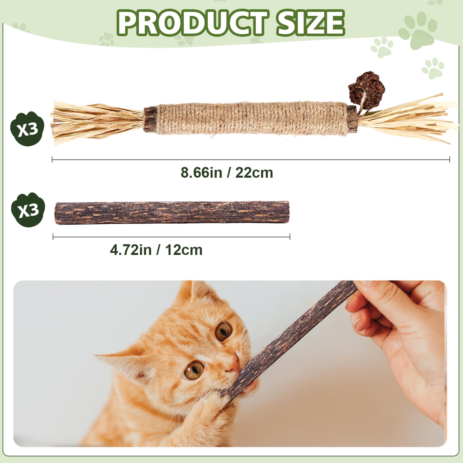 6 Pack Silvervine Sticks Cat Toy, Natural Chew Stick for Dental Care Teeth Cleaning,Matatabi Cat nip Treat Toys for Indoor Cats& Kittens - image 7