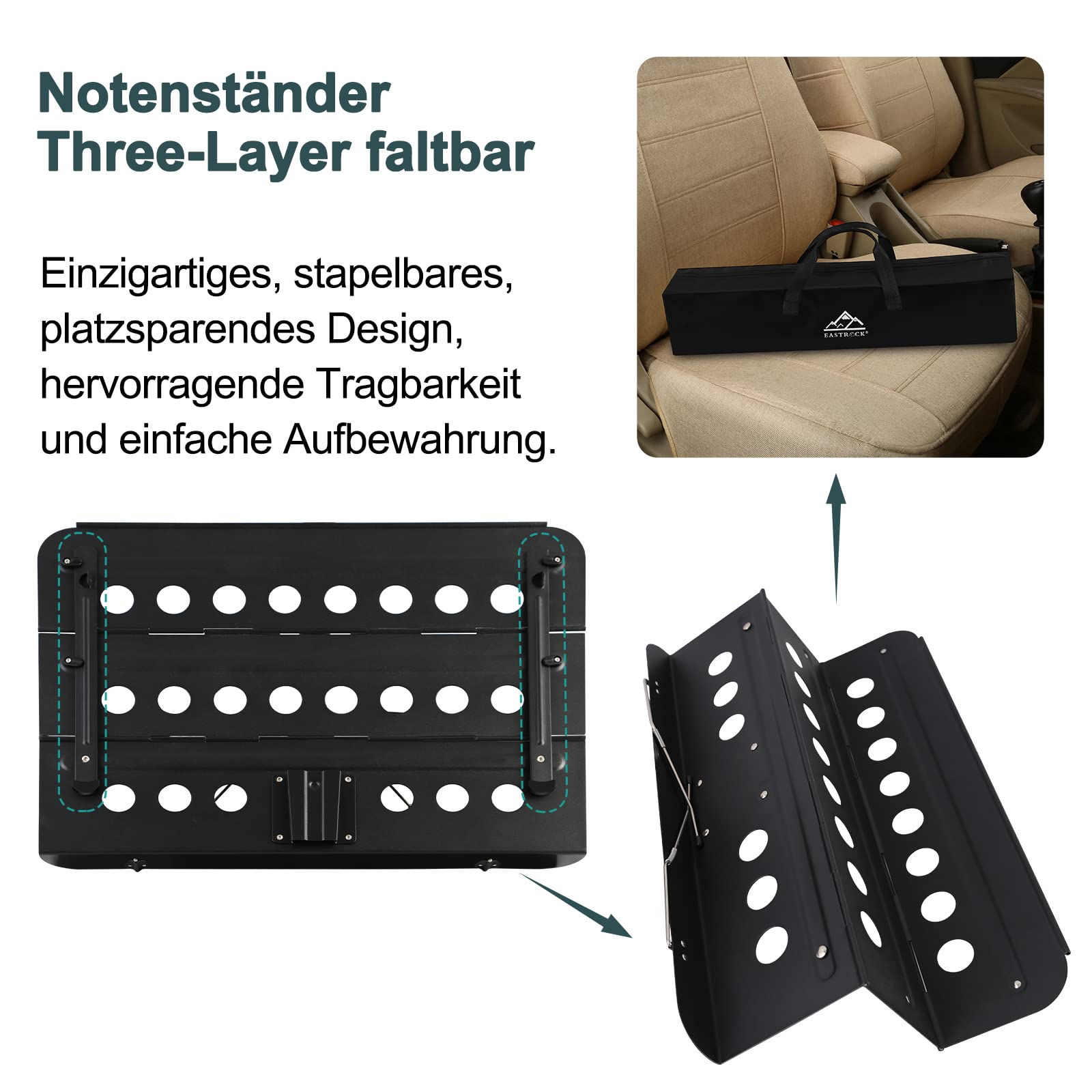 EASTROCK Notenständer Stabil Höhenverstellbar, Klappbar Notenpult Gitarre Geeignet für Kinder und Erwachsene, Profis,(schwarz)