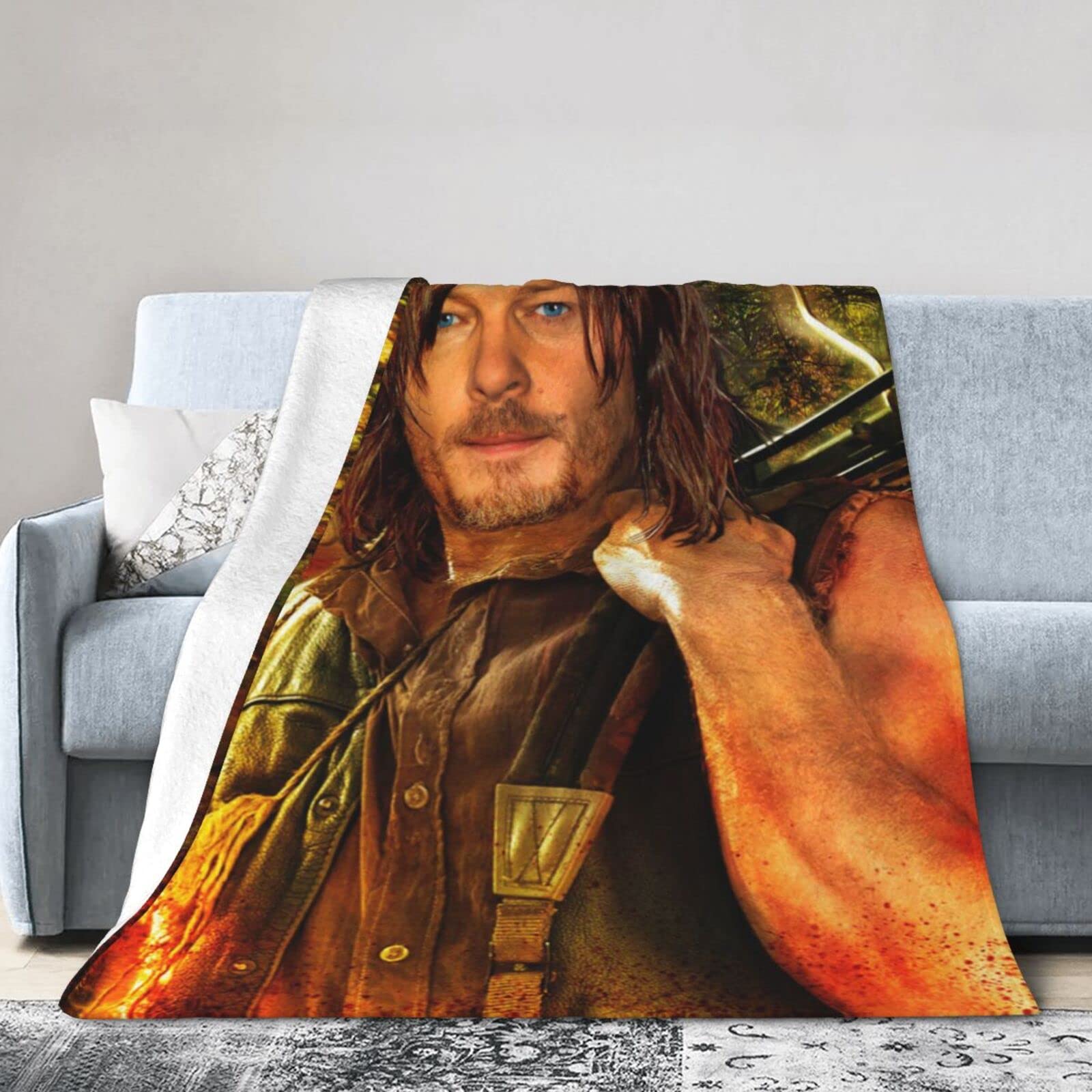 Coperta In Pile Morbida NORMAN REEDUS - Per Divano, Auto, Campeggio, Viaggi, Diverse Misure