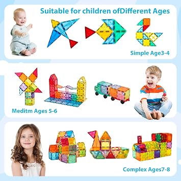 Anbalulu 134PCS Magnetic Building Tiles: Durable STEM Toys with Strong Magnets for Kids, Educational Building Blocks for Group Play Activities | Gift for Boys Girls 3+