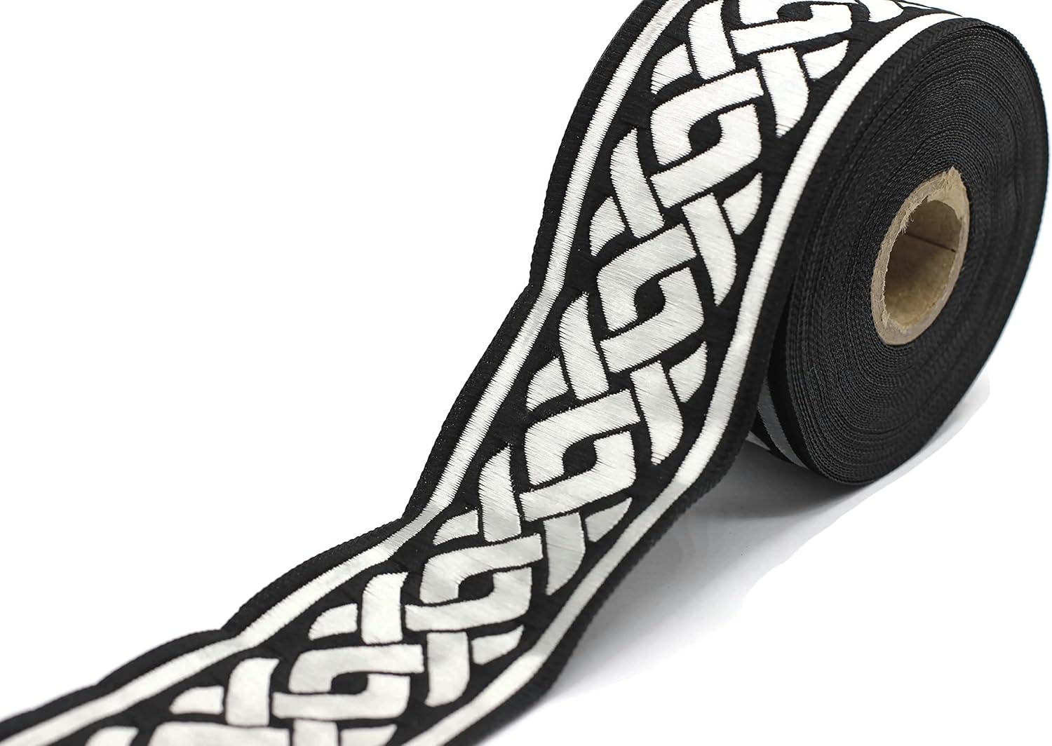 11 Yard Spool 1.96 inches Wide Silver Black Jacquard Ribbon Woven Trim Woven Retro Fabric Home Decoration Embellishment Homecoming Mum Accessories Supplies Lace Dog Collar 50069