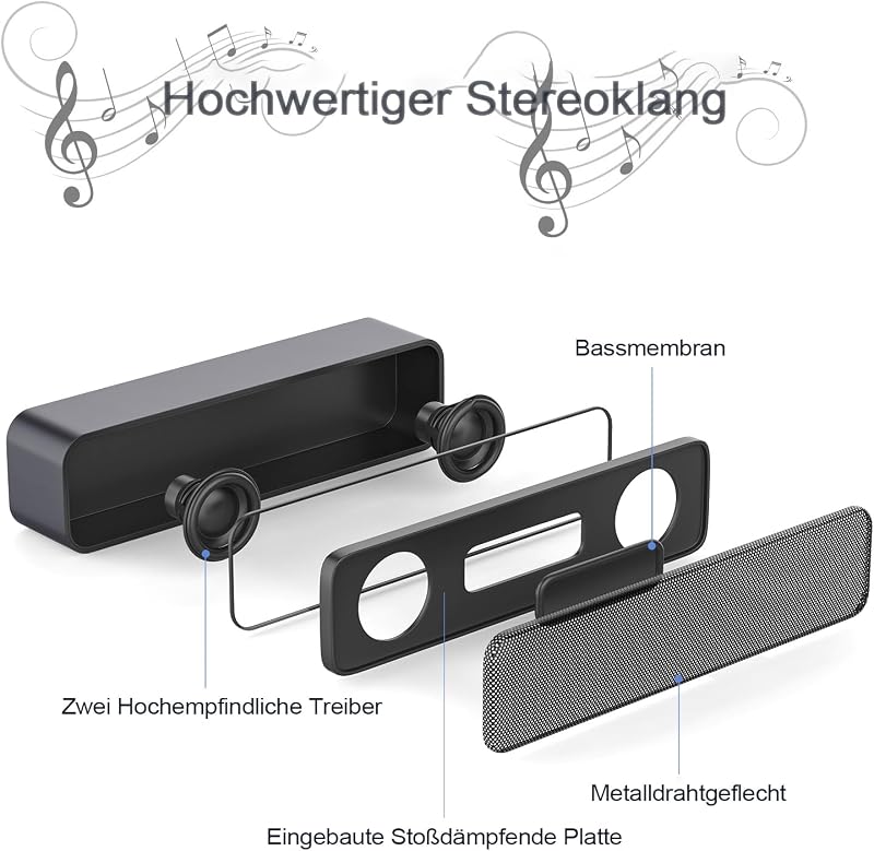 ADELGO SoundBar Mini USB Hangszóró PC-hez, Laptophoz - 5W Sztereó Hang, Plug and Play Csatlakozás, Kompakt Méret, Univerzális Kompatibilitás