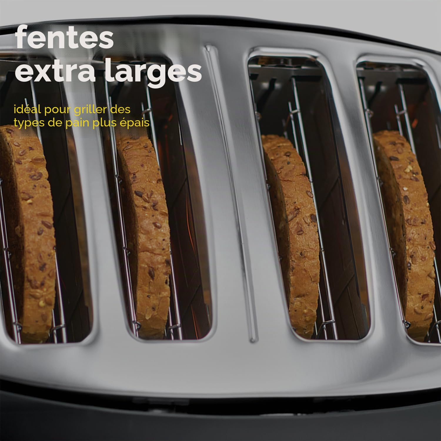 Russell Hobbs 26071 Grille-Pain 4 Tranches Design Moderne en nid d'abeille avec fentes extra larges et fonction de levage haut Noir