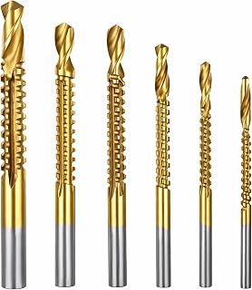 6 Pack 3-8mm Serrated Side Cutting Drill Bit Titanium Coated Hss Twist Drills Bit, Twist Drill Bits Set Hex Shank Serrated Cutting Drills Bits Woodworking Tools for Wood Metal Plastic Hole