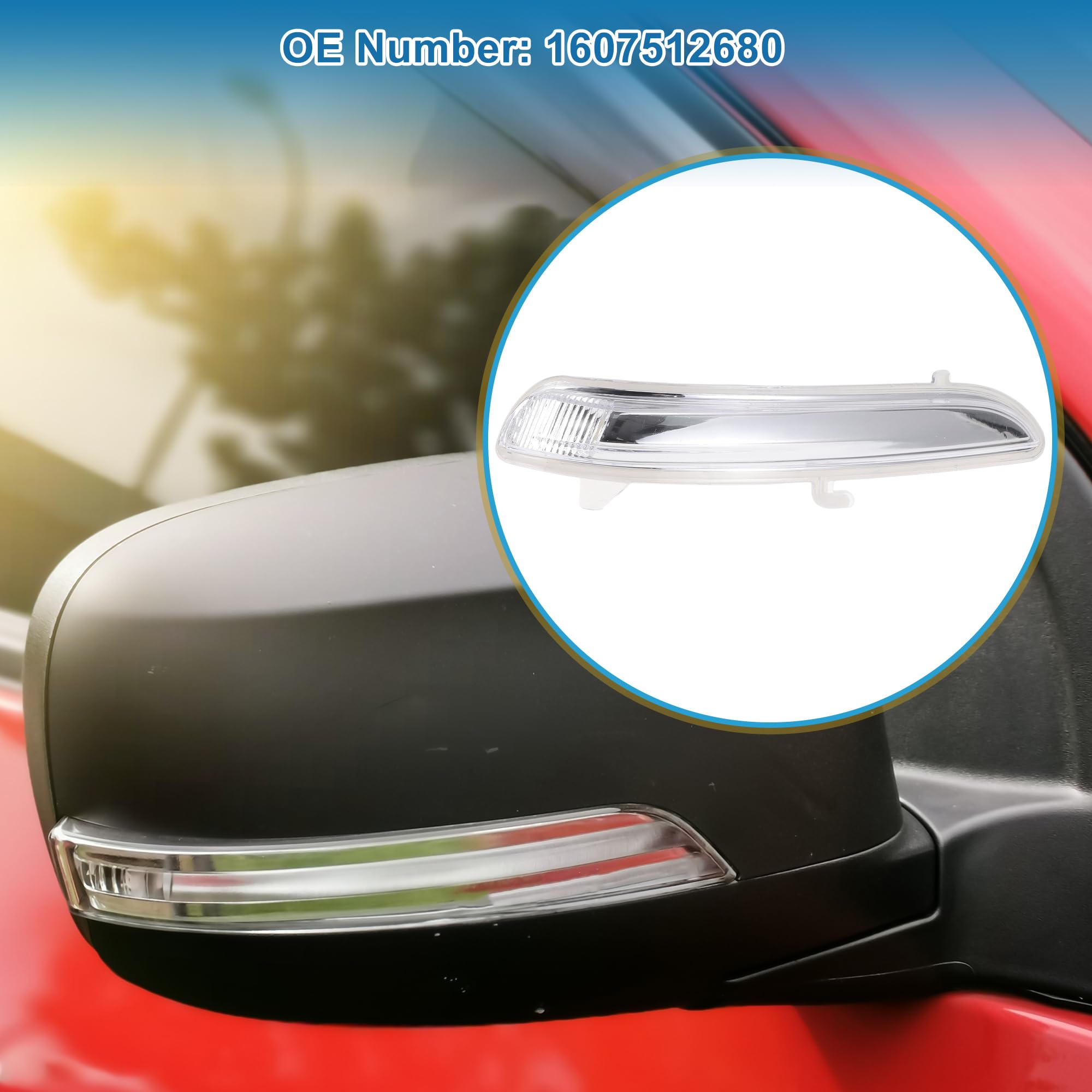 A ABSOPRO Specchietto Retrovisore con Luce di Segnalazione Sinistra No.1607512680 Lampada Luce di Segnalazione a LED per Peugeot 208 2008 2012-2017 1 Pz