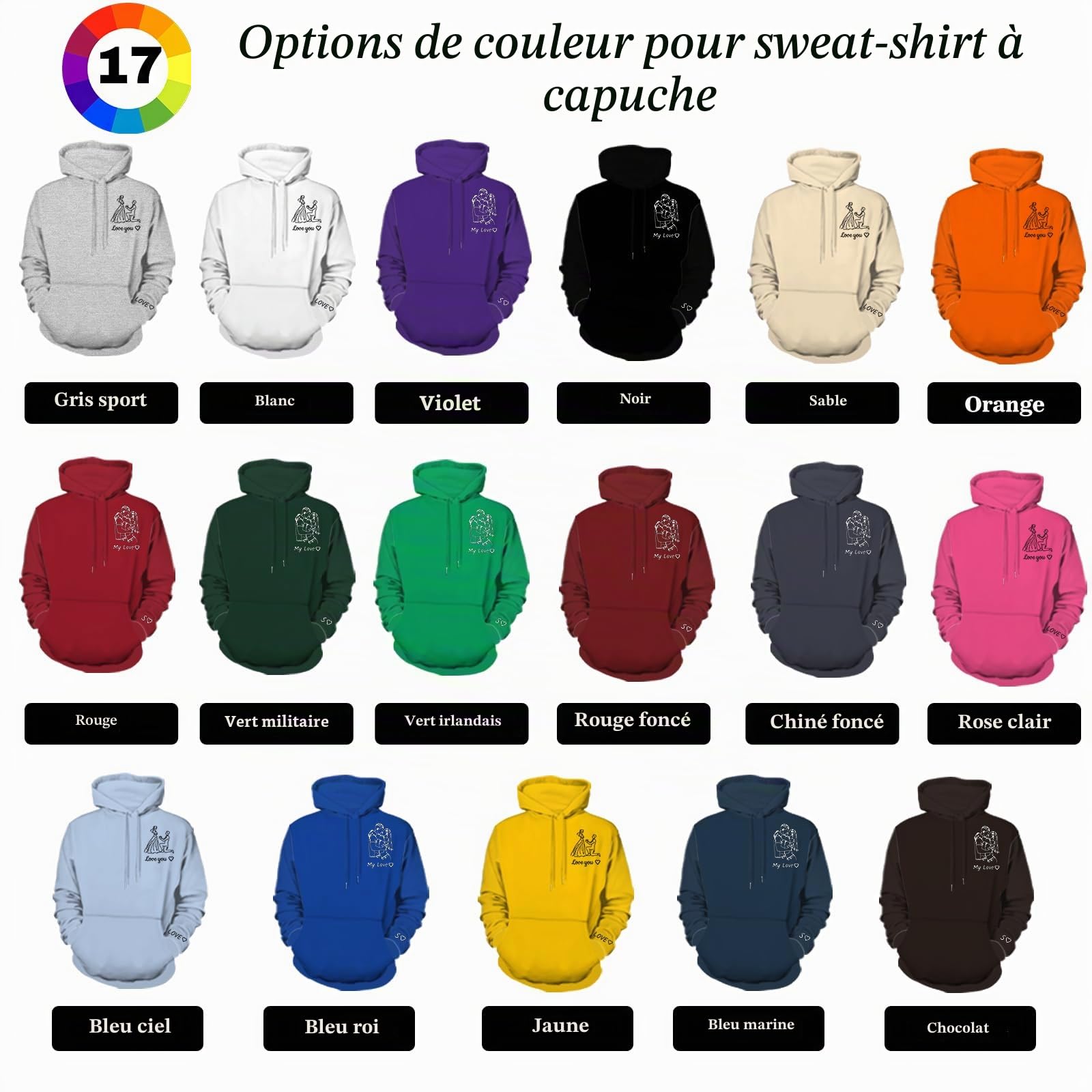Sweat à Capuche Personnalisé Créez Votre Propre Sweat à Capuche Portrait de Photo Cadeau de Saint-Valentin pour Hommes et Femmes