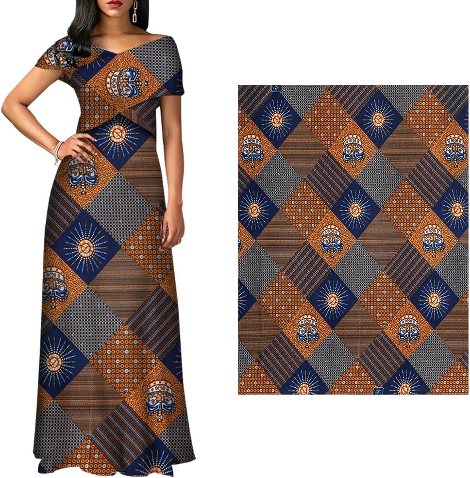 HollandaisWax African Fabric 6 Yard Printed Wax Cloth African Ankara Fabric for Party Dress 6494
