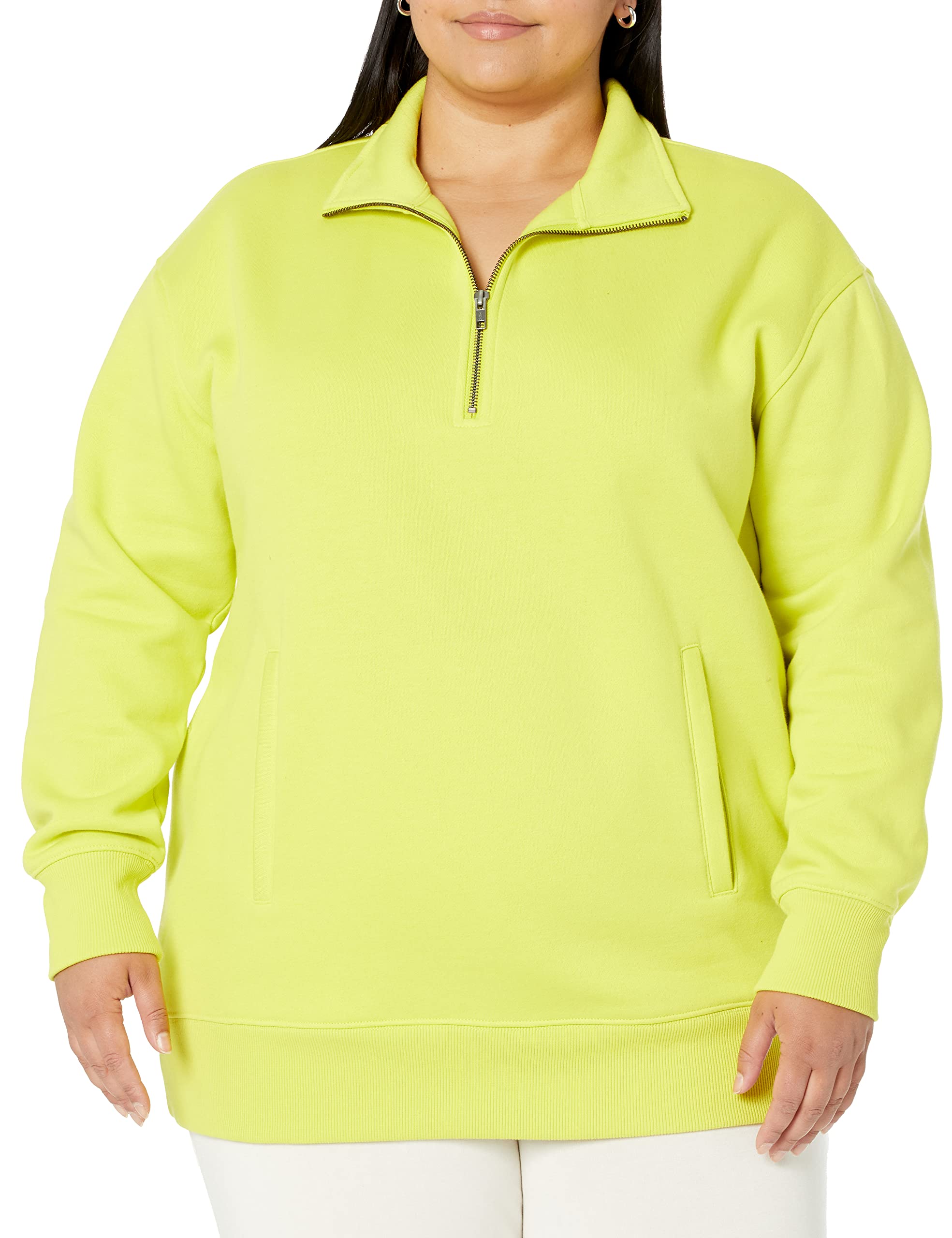 Amazon Aware Felpa a Tunica con Mezza Cerniera dalla vestibilità Comoda (Taglie Forti Disponibili) Donna